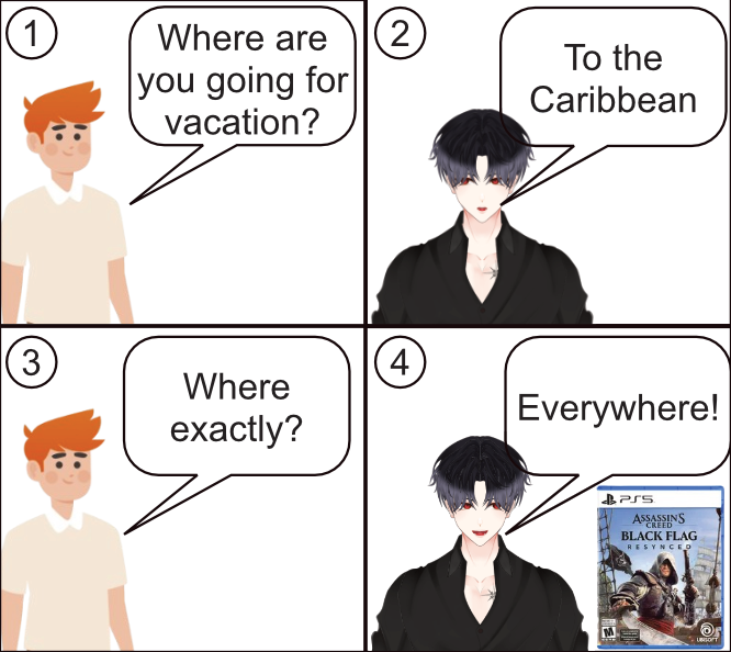 herakaze's tweet photo. It’s great to have games that let you explore the world 😅

#Vtuber #BlackFlag #AC https://t.co/KRsAdkBETQ
