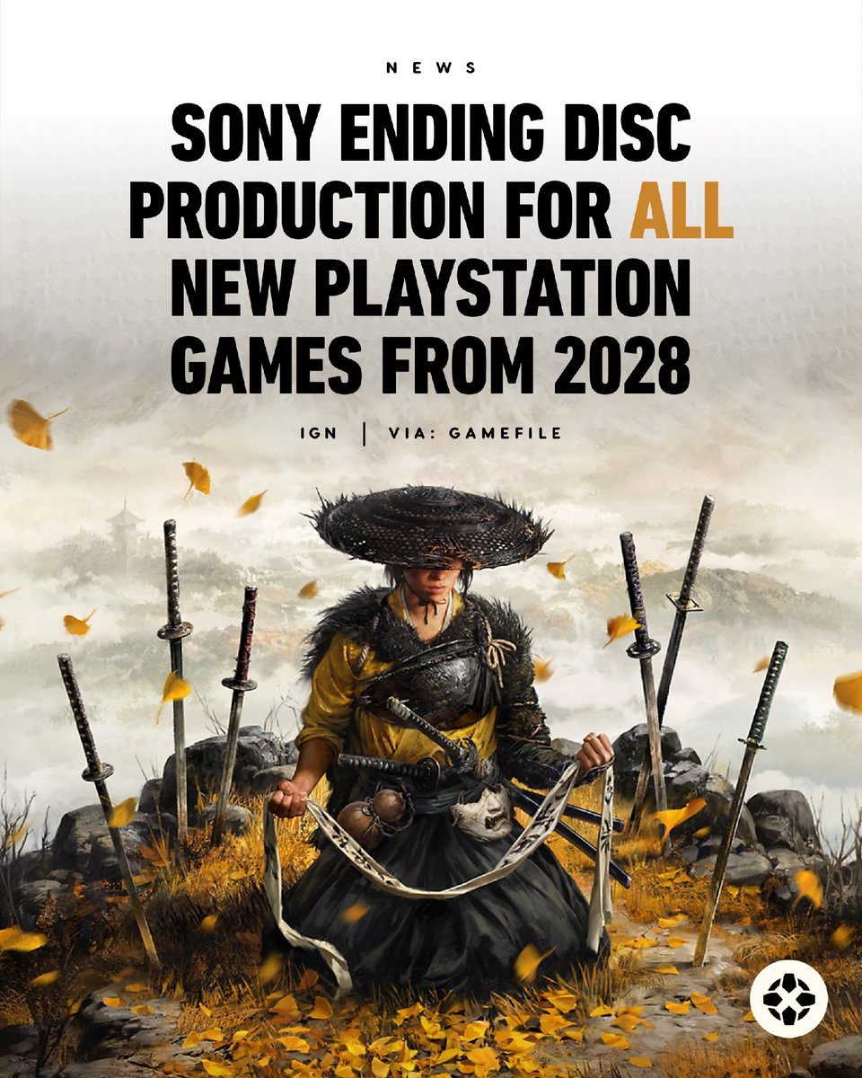 IGN's tweet photo. Sony has announced physical disc production ends in January 2028 for new games releasing on PlayStation consoles. https://t.co/7QCTw8dZun https://t.co/UEKlAYTcae