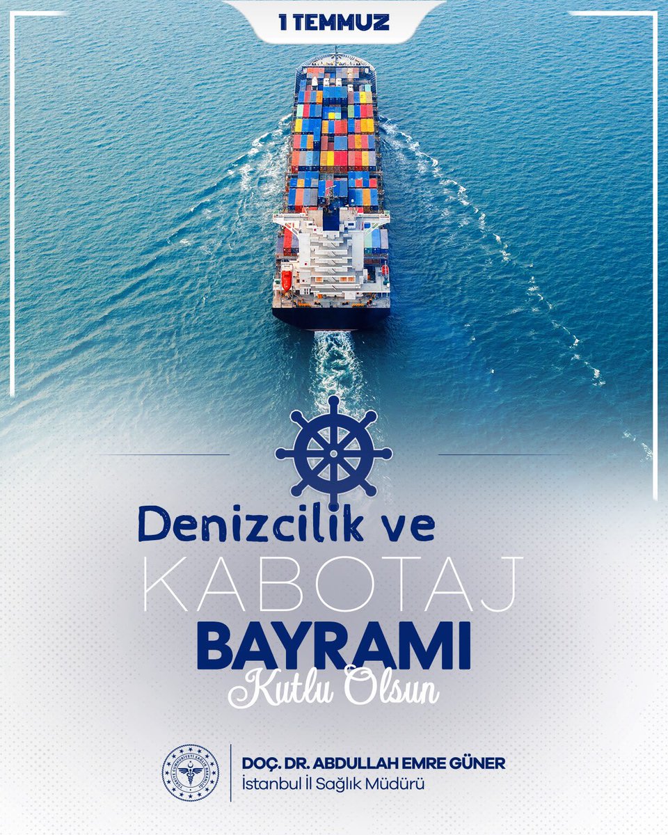 dr_aemreguner's tweet photo. Denizlerimizdeki bağımsızlığımızın ve egemenlik haklarımızın simgesi olan 1 Temmuz Denizcilik ve Kabotaj Bayramı kutlu olsun.

Mavi Vatan’da ay yıldızlı bayrağımızı gururla dalgalandıran tüm denizcilerimize emekleri ve fedakarlıkları için teşekkür ediyor, görevleri başında hayatını kaybeden şehitlerimizi rahmetle yad ediyorum.

🇹🇷 #DenizcilikveKabotajBayramı