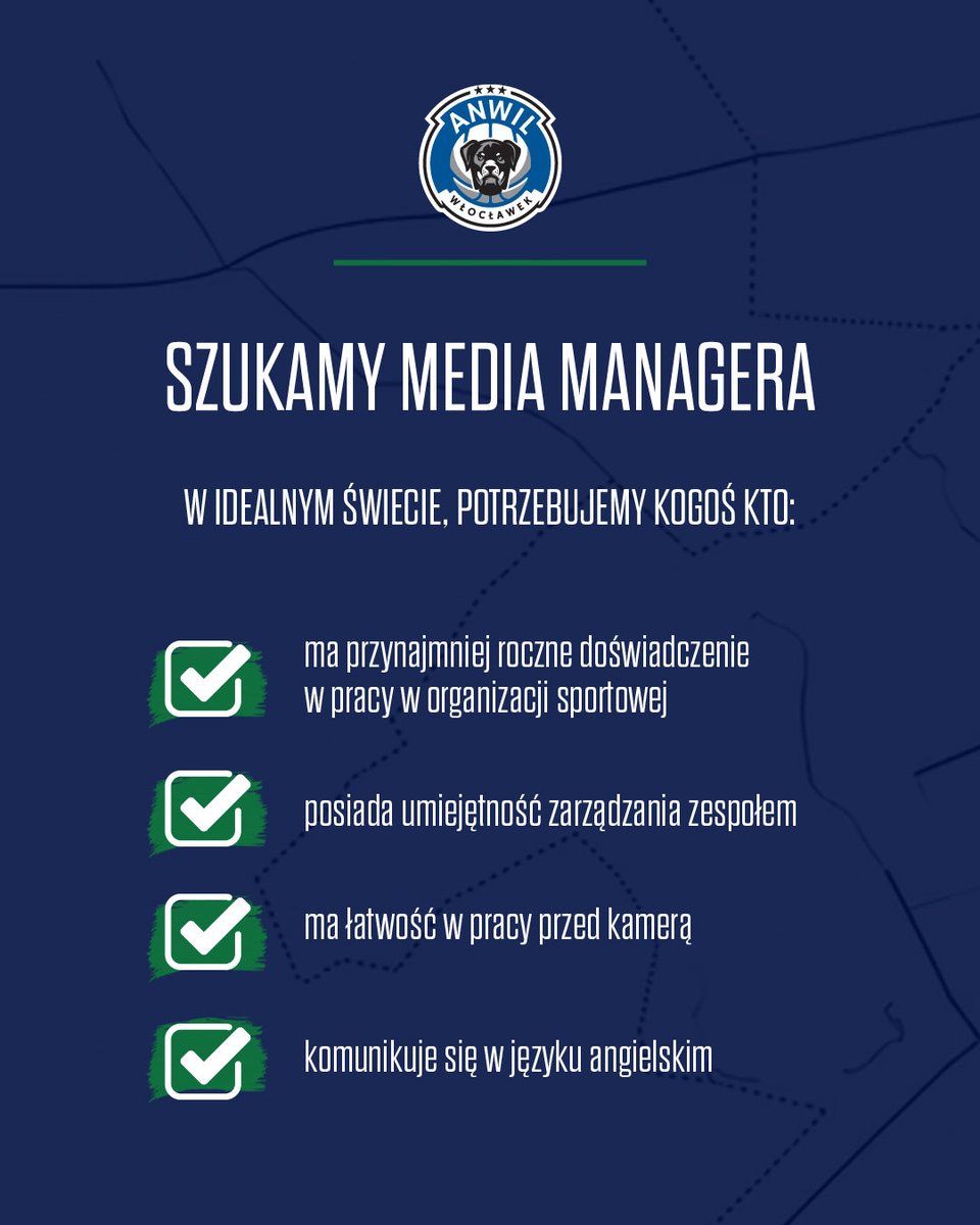 Anwil_official's tweet photo. Koszykówka + media = oferta pracy być może dla Ciebie❗️

Rozpoczynamy rekrutację na stanowisko media managera - wszystkie kluczowe informacje znajdziesz w ogłoszeniu ⬇️

Jeśli uważasz, że oferta jest dla Ciebie, wyślij CV na media@kkwloclawek.pl 

#plkpl https://t.co/lqsXqfbTNC