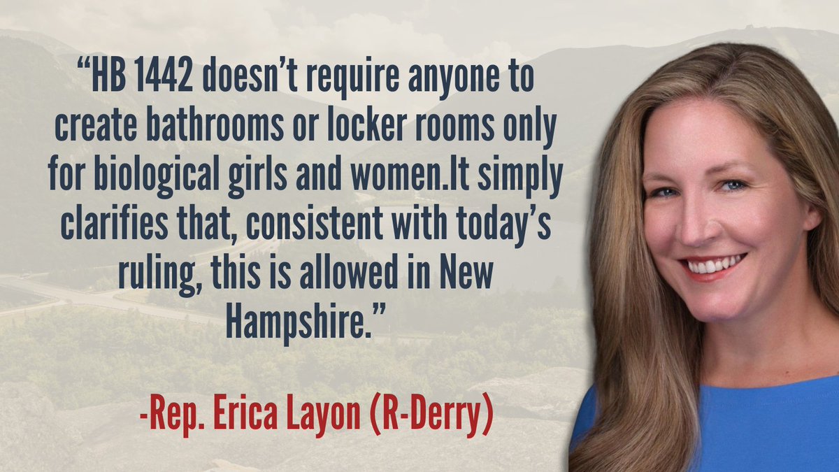 NHHouseGOP's tweet photo. Following this week's U.S. Supreme Court decision affirming states’ authority to recognize sex-based distinctions in public policy, a group of female members of our caucus are calling on Governor Kelly Ayotte to sign HB 1442.

Hear from the women of our caucus below: https://t.co/ht9WRBmeqi