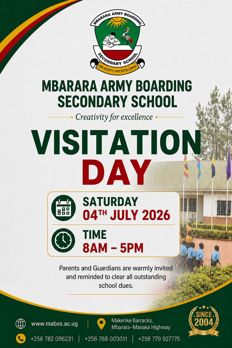 MABSS2004's tweet photo. You're Invited! On 04 July,2026.

We warmly invite all parents and guardians to our Visitation Day to engage with your child's academic journey, interact with teachers, and strengthen the partnership between home and school in fostering excellence.
@ykyabalongo https://t.co/FCWUx51VYR