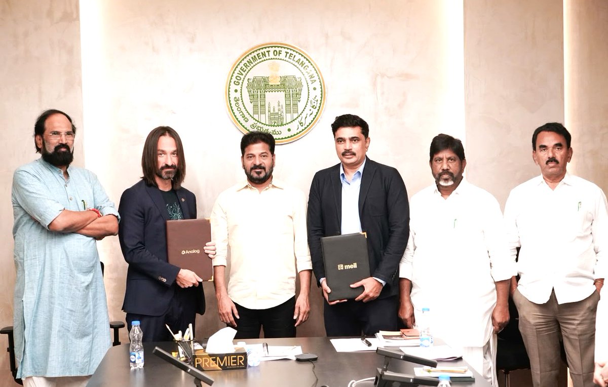 TelanganaCMO's tweet photo. Hon'ble Chief Minister Sri @revanth_anumula held a meeting with a delegation led by Mr. @akipman, Founder & CEO of Analog, and Mr. P. Krishna Reddy, Managing Director of @MEIL_Group, to discuss the deployment of next-generation intelligent infrastructure solutions in Telangana.

✅During the meeting, the Hon'ble Chief Minister suggested that #Analog and #MEIL develop and implement an advanced AI-powered traffic signal management system for #Hyderabad that can dynamically respond to real-time traffic conditions and help address the growing mobility challenges of the rapidly expanding metropolitan city.

✅Deputy Chief Minister Sri @Bhatti_Mallu, Ministers Sri @UttamINC and Sri @jupallyk_rao, @TelanganaCS Sri Sanjay Jaju, Adviser to the Government Sri K. Ramakrishna Rao, and senior government officials were also present during the meeting.

✅The delegation presented their vision for bringing #PhysicalIntelligence to India through their strategic collaboration and shared updates on the Hyderabad Traffic Pilot initiative. They demonstrated how intelligent platforms can enable safer, smarter and more efficient urban mobility by optimizing traffic flow and improving real-time decision-making.

✅The discussions also explored the broader concept of Cognitive Cities and the transformative potential of Physical Intelligence across key sectors, including energy, power transmission, public infrastructure, healthcare, water management, transportation and irrigation. 

✅The companies highlighted how advanced technologies can enhance operational efficiency, strengthen public service delivery and support data-driven infrastructure planning for sustainable urban growth.

✅The meeting also witnessed the ceremonial exchange of the Joint Venture Shareholders' Agreement between MEIL and Analog, marking an important milestone in fostering innovation-driven infrastructure development and positioning Telangana as a leader in adopting cutting-edge technologies for the benefit of its citizens.
#Telangana #FutureOfMobility #UrbanMobility
