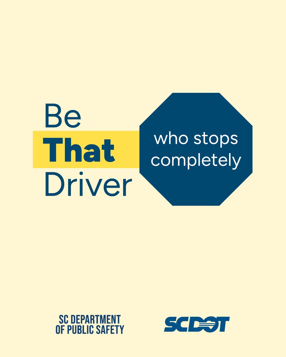 theSCDPS's tweet photo. Rolling stops risk lives!

Driving doesn't have to be deadly. Keep yourself and other drivers safe by coming to a complete stop and looking both ways before crossing an intersection.

Learn more: https://t.co/QjZSUf1zn0

#BeThatDriver https://t.co/n9C2OpaIFZ