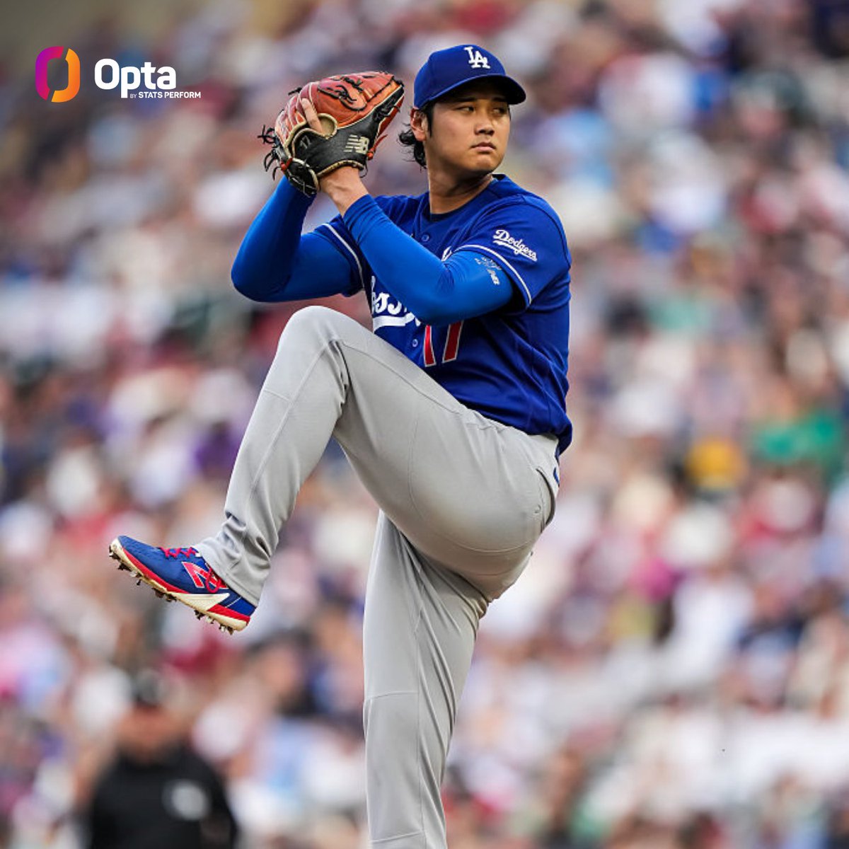 OptaSTATS's tweet photo. The @Dodgers' Shohei Ohtani is the first player in MLB history to hit 8+ HR &amp; have a 3-0 (or better) pitching record in a single month. https://t.co/DPyIC8jRnW