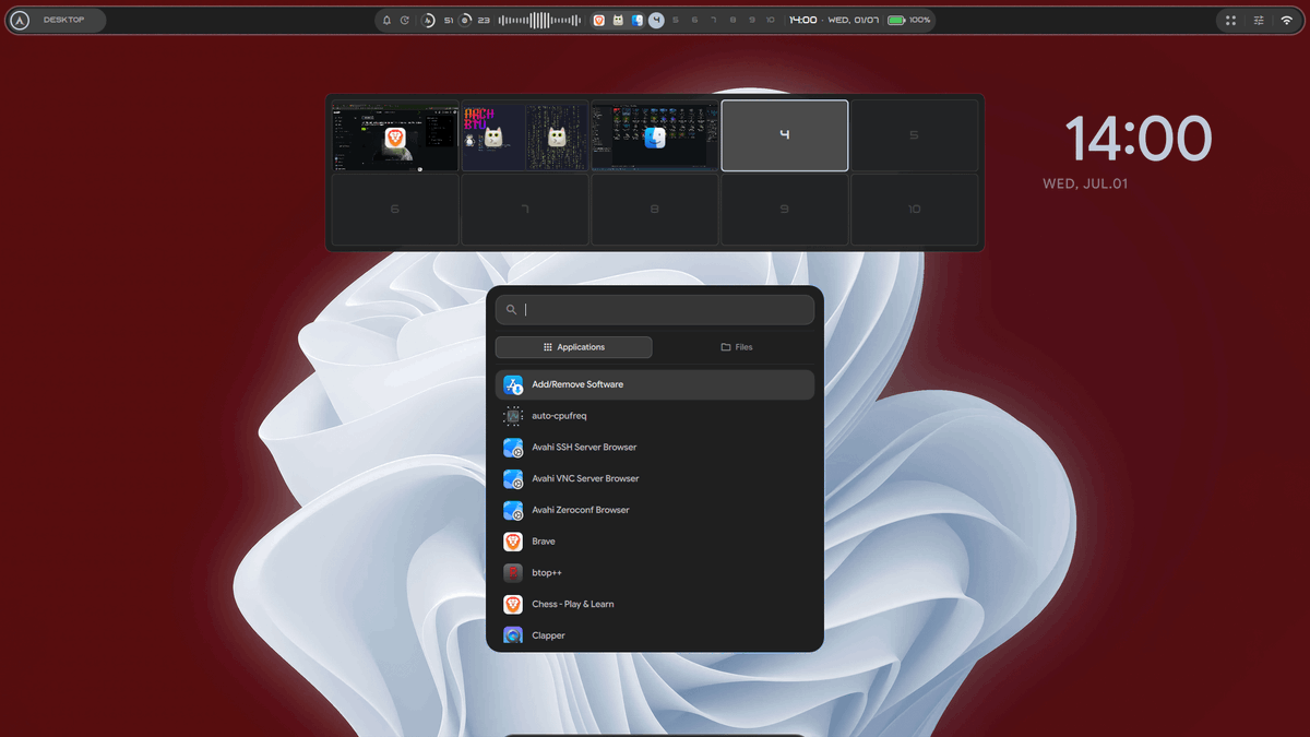 [Hyprland] Custom Quickshell config built with AI agents. Frosted Glass ...