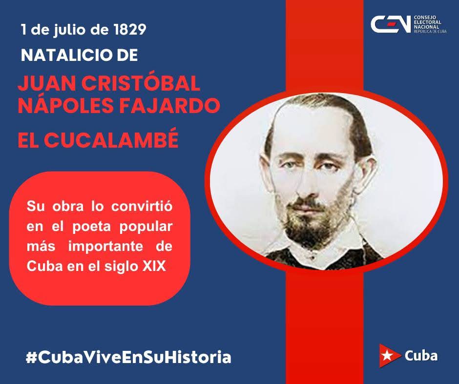 Elecciones_Cuba's tweet photo. #CENCuba🇨🇺 Recordamos hoy el nacimiento del Cucalambé, famoso por su obra El Cucarambó. 

Se dedicó a la poesía popular y al cuento costumbrista.
#CubaEsCultura https://t.co/37107EJDuF