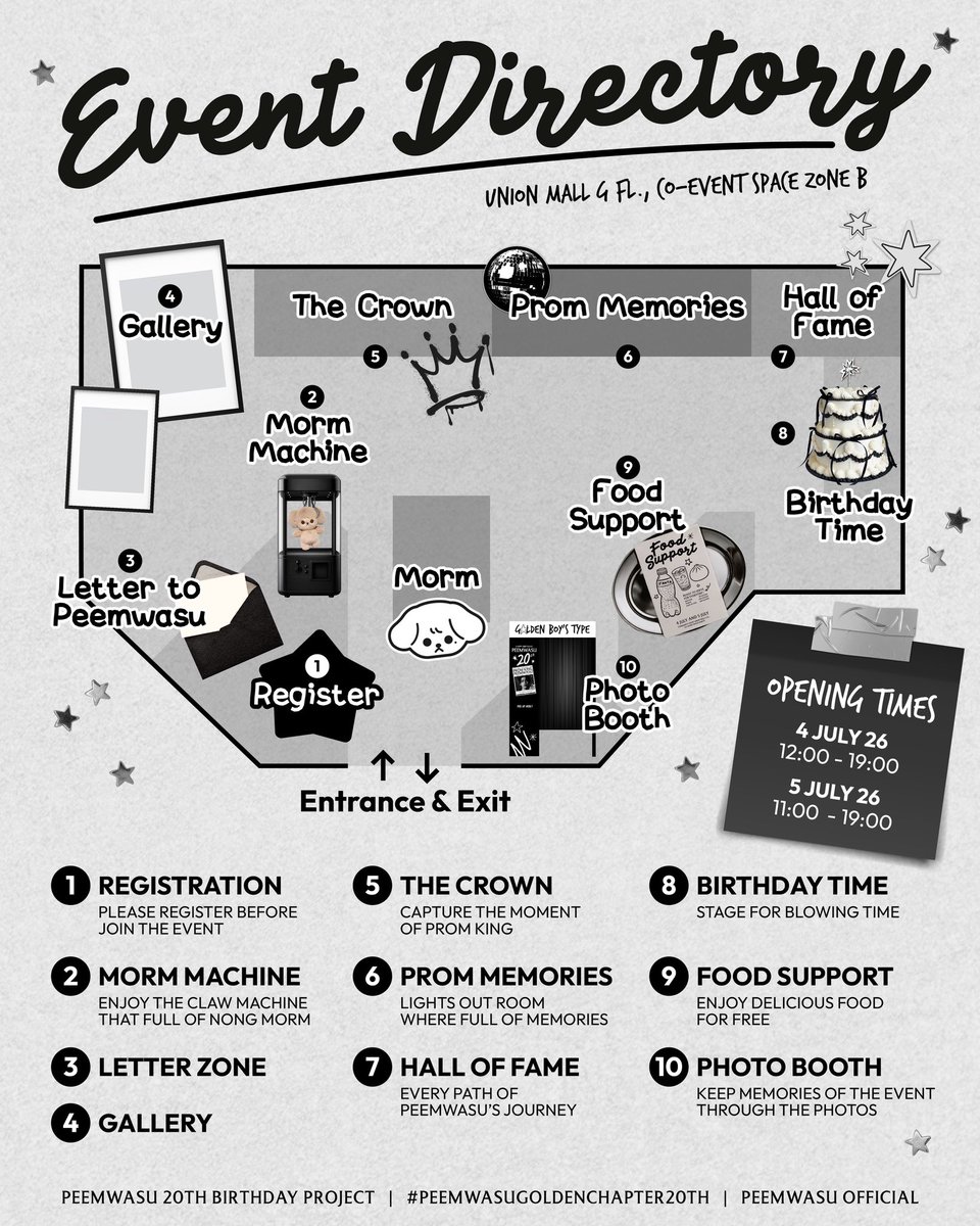 peemwasuoffv2's tweet photo. PEEMWASU GOLDEN CHAPTER
20th BIRTHDAY PROJECT
#PEEMWASUgoldenchapter20th 

EVENT DIRECTORY
4-5 JULY 2026
UNION MALL G FL., 
UNION CO-EVENT SPACE ZONE B 

#PEEMWASU 
#BUSbecauseofyouishine https://t.co/z4PiRTYIDx