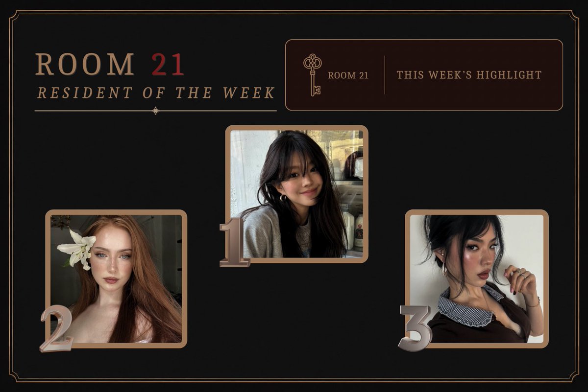 enterroom_21's tweet photo. ️️
 ️️
𝗧𝗛𝗔𝗡𝗞 𝗬𝗢𝗨 &amp; 𝗖𝗢𝗡𝗚𝗥𝗔𝗧𝗨𝗟𝗔𝗧𝗜𝗢𝗡𝗦
Congratulations to all Resident of the Week winners 🗝️ Cia, Meyy, and Elea — thank you for your effort, consistency, and energy throughout the week.

@SOMIr21 @ERlNr21 @AMBERLYr21 
 ️️
 ️️ https://t.co/rxILMmHLVj