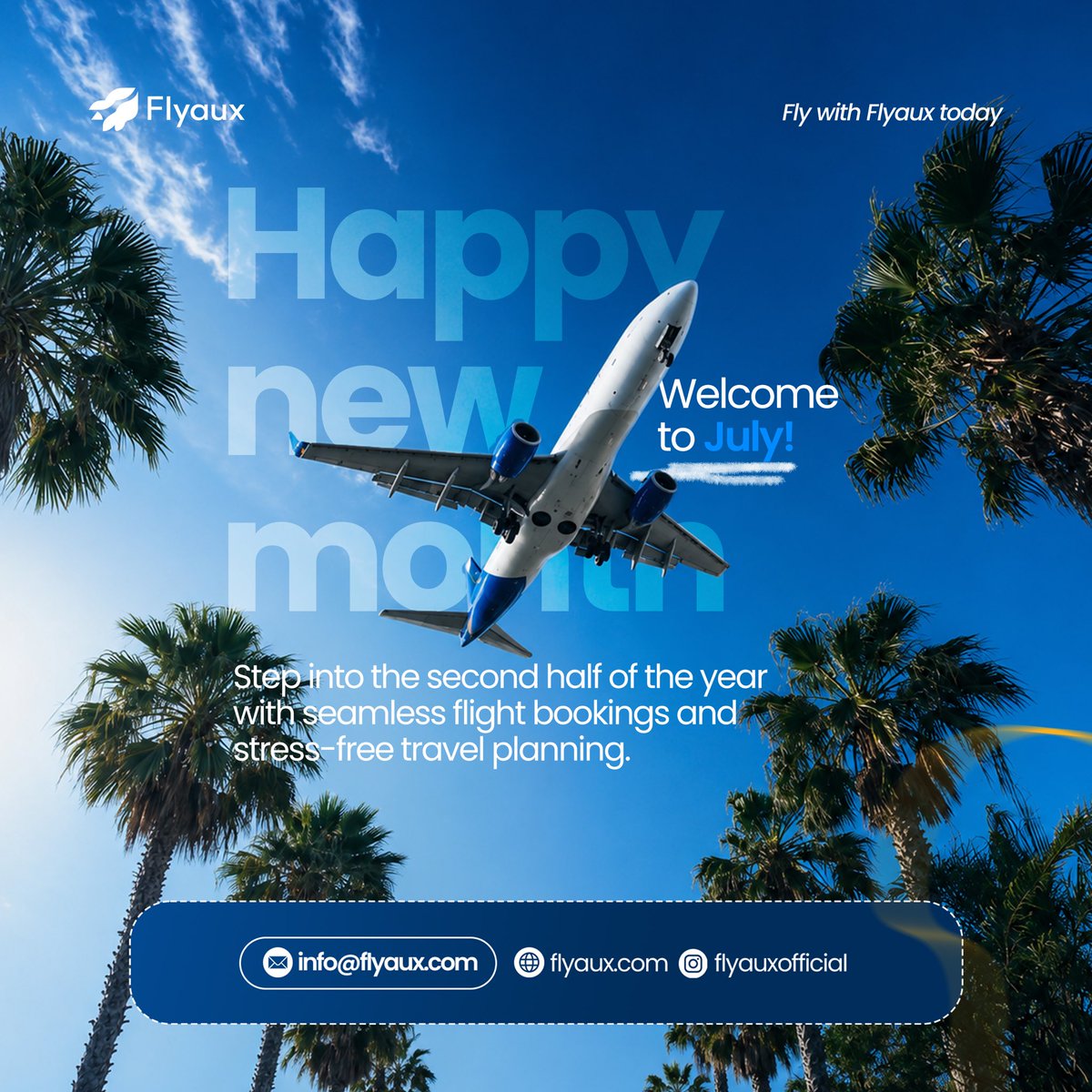 Flyauxofficial's tweet photo. New month. New destinations. New possibilities.

July is your reminder that the world is waiting to be explored. 

Flyaux is here to make every journey seamless.

#HelloJuly #FlyauxTravels #TravelWithFlyaux #FlightBookings #july2026 https://t.co/kKBHEkcvlD