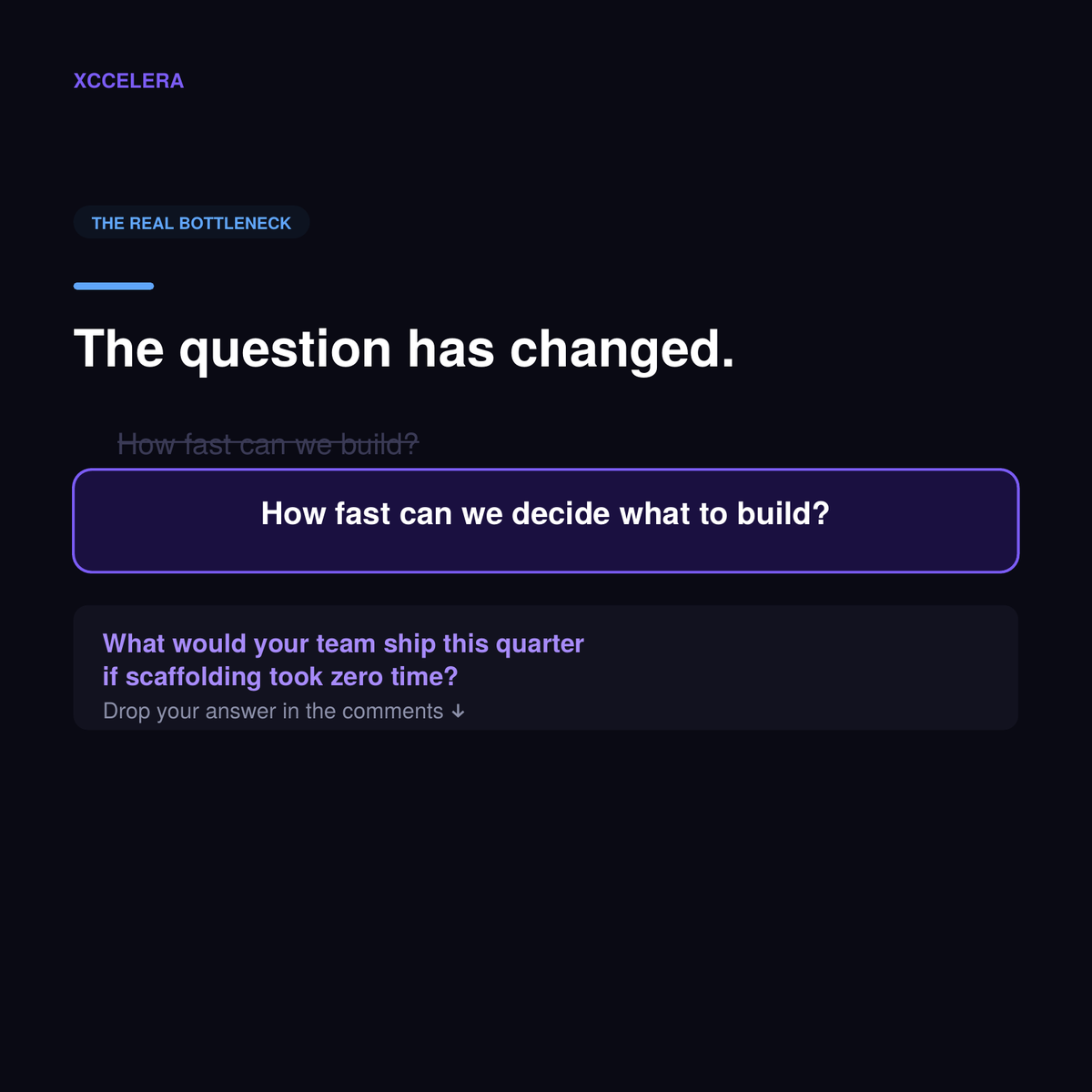 Xccelera_ai's tweet photo. 𝐓𝐡𝐞 𝐪𝐮𝐞𝐬𝐭𝐢𝐨𝐧 𝐡𝐚𝐬 𝐜𝐡𝐚𝐧𝐠𝐞𝐝.
It's not "how fast can we build" anymore.
It's 𝐡𝐨𝐰 𝐟𝐚𝐬𝐭 𝐜𝐚𝐧 𝐰𝐞 𝐝𝐞𝐜𝐢𝐝𝐞 𝐰𝐡𝐚𝐭 𝐭𝐨 𝐛𝐮𝐢𝐥𝐝
#AgenticSDLC #ServiceAsSoftware #SoftwareEngineering #AIinSoftwareDevelopment #XcceleraAI https://t.co/3QFnAQtz5I