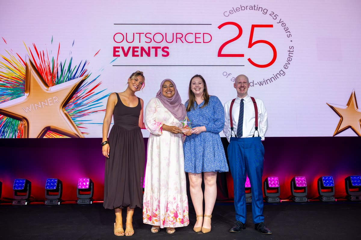 outsourcedchat's tweet photo. Outsourced Events has been named Best Event Agency at the 2026 Conference &amp; Events Awards and in our 25th year, this one means a lot. To our incredible team, our amazing clients and all our suppliers, thank you. #BestEventAgency #ConfEventsAwards #AwardsAwards #Outsourcedevents https://t.co/Dfx7Z5WEEP