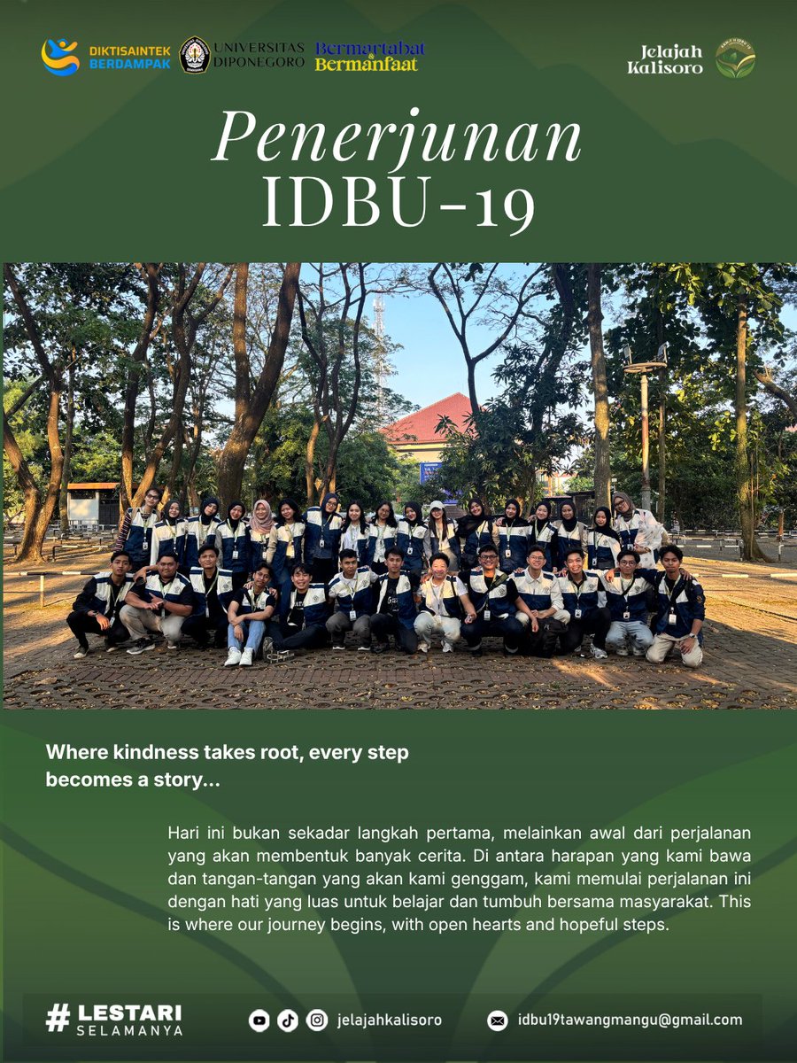 deiuoa's tweet photo. Every beginning carries a story.
——————————————
Instagram : @jelajahkalisoro
TikTok : @jelajahkalisoro
YouTube : KKN IDBU19 Tawangmangu
Email : idbu19tawangmangu@gmail.com
——————————————
Pilah Hari Ini,
Lestari Selamanya 🌱✨
@p2kkn  @undip.official
#P2KKN #KKNUndip https://t.co/OhVGlSMXos