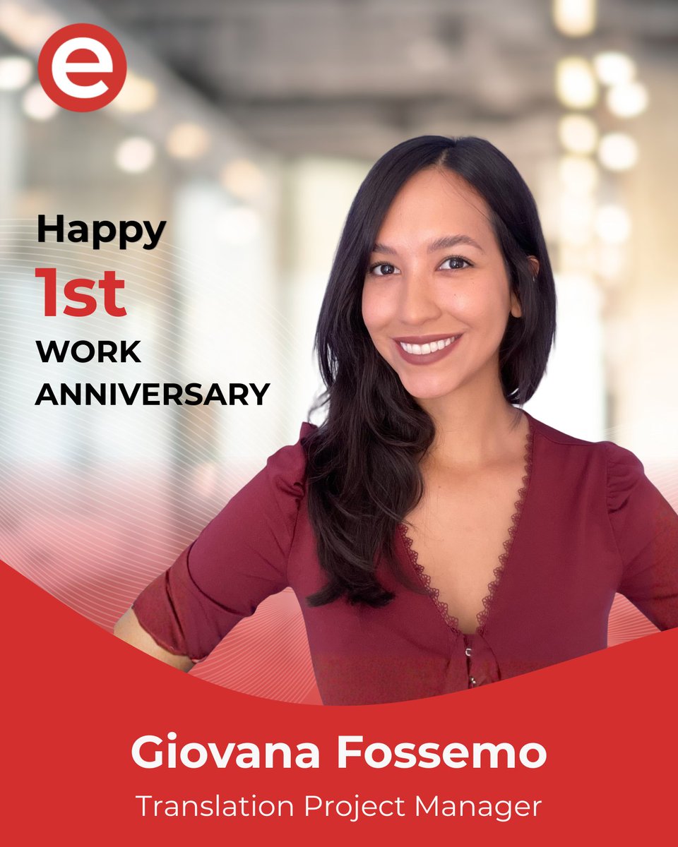 effectiff_com's tweet photo. Happy 1-year work anniversary to our Translation Project Manager, Giovana Fossemo Castro!

Thank you for your hard work, reliability, and great energy. Cheers to many more!

#EffectiffTeam https://t.co/QC2zzP8Saj