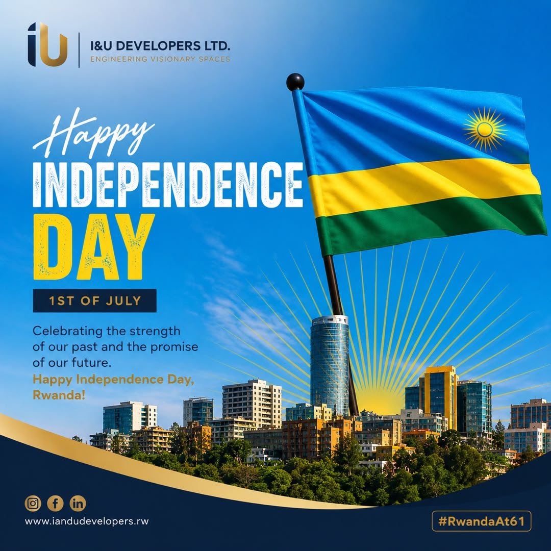 IanduDevelopers's tweet photo. Wishing our valued clients, partners, and the entire nation a Happy Independence Day! Warmest wishes from the team at I&amp;U Developers Ltd. 🇷🇼

#Rwanda #Rwandaroutesmedia #Independenceday https://t.co/kNXu8ETkHL