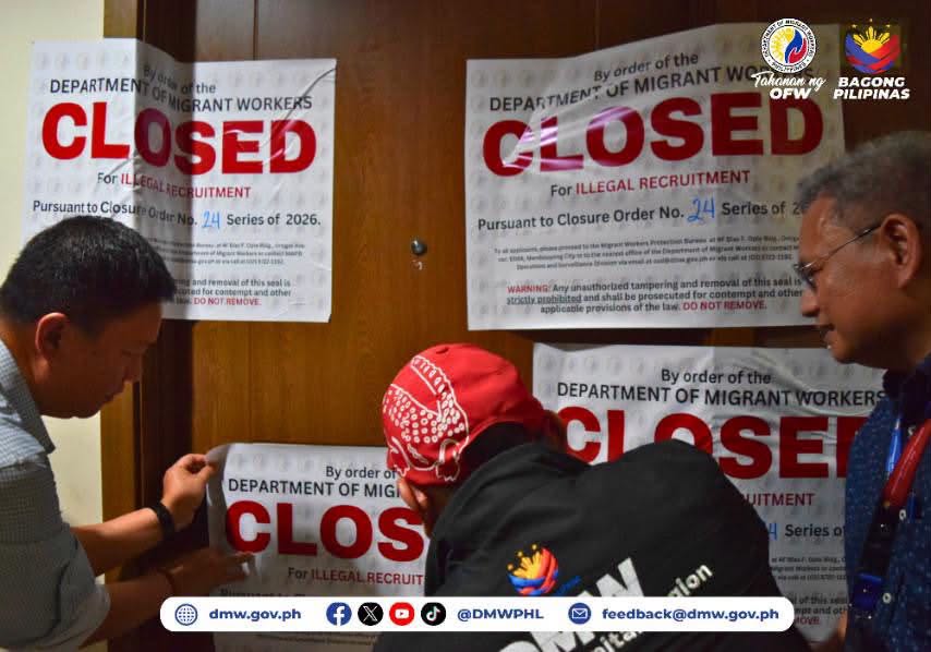 DMWPHL's tweet photo. Dalawang umano’y illegal recruiter ang naaresto sa entrapment operation na isinagawa ng DMW, katuwang ang PNP-CIDG, kasabay ng pagpapatupad ng Closure Order No. 24 sa Venancia Consultancy PTY Ltd./Venancia International Manpower, Inc.
https://t.co/HjOHpqUSoS https://t.co/7qEnYhjXNt