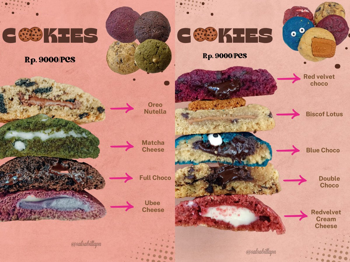 Salsabillapnn's tweet photo. Bismillah, HELP RT temen-temen💗

Harga terbaru fudgy brownies & cookies ya guys 

🎀 Fudgy brownies : 
80.000 (large 20 x 20) 
45.000 (small 20 x 10) 
https://t.co/sTUQCxLToH

🎀COOKIES : 9.000/pcs
https://t.co/fEJvzFVcXT

🏡dom yogyakarta
✈️bisa dikirim seluruh indonesia

Mohon maaf apabila ada kenaikan harga yang lumayan untuk fudgy browniesnya, dikarenakan coklat batang coklat bubuknya naik drastis harganya🥺🙏