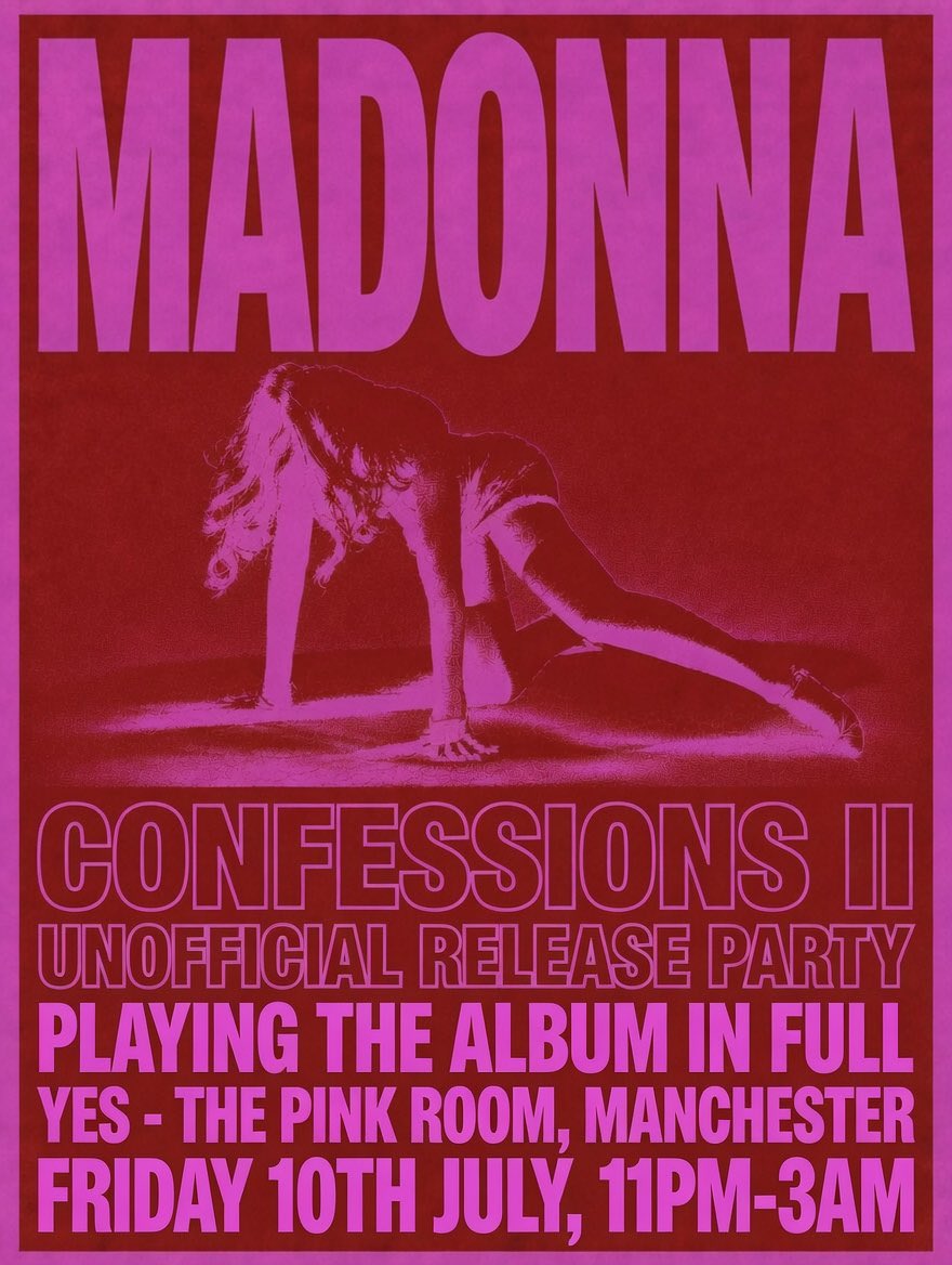 XSPopClub's tweet photo. CONFESSIONS II IS ALMOST HERE

MANCHESTER, COME TO OUR RELEASE PARTY ON FRIDAY 10TH JULY @yes_mcr

NOTHING BUT MADONNA - PLAYING THE ALBUM IN FULL, TOUR VERSIONS, STUART PRICE REMIXES 

https://t.co/AMQ1sUkn5x https://t.co/hDjwCYd5bg