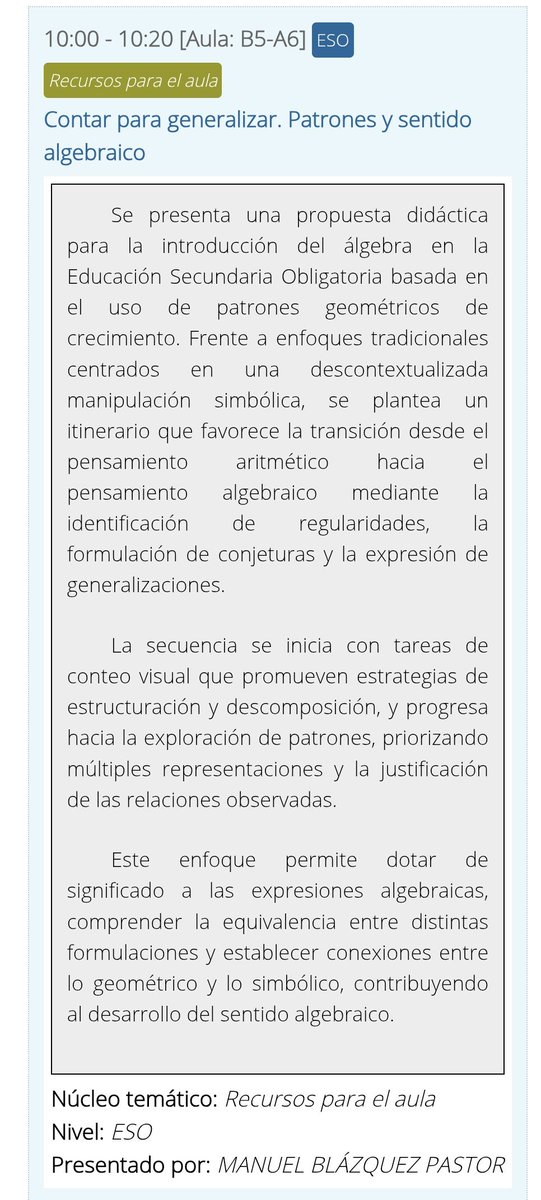 Mates_Manu's tweet photo. Hoy comienzan las XXII JAEM, este año en Jaén. Además, el sábado 4 de julio presento la comunicacion "Contar para generalizar. Patrones y sentido algebraico". @jaem_fespm  #22JAEM https://t.co/z7Rk7FRoT1
