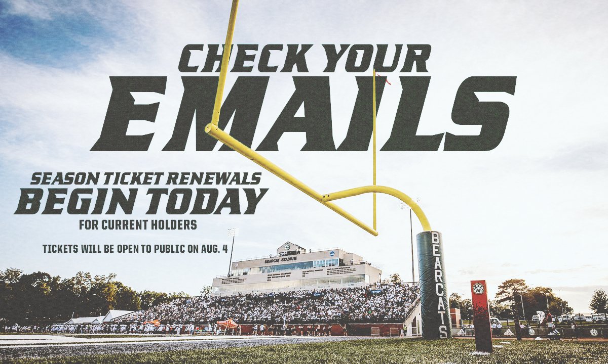 bearcatsports's tweet photo. 🚨Current Season Ticket Holders: 𝘾𝙝𝙚𝙘𝙠 𝙮𝙤𝙪𝙧 𝙞𝙣𝙗𝙤𝙭!

Football season ticket 𝙧𝙚𝙣𝙚𝙬𝙖𝙡𝙨 for the 2026 home season are now live!

Renew today to keep your seats for another exciting season at Bearcat Stadium!
📧 Check your email now to renew!

#OABAAB ||| @NWBearcat_FB