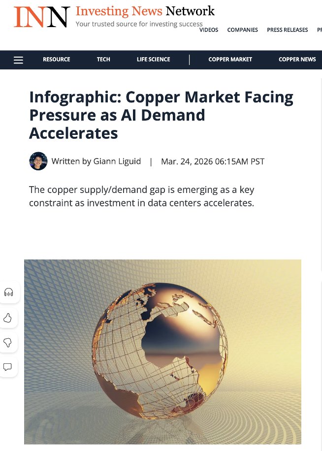 Courtne086920's tweet photo. THE COPPER MARKET IS TURNING INTO A SUPPLY RACE BEFORE MOST PEOPLE EVEN NOTICE

Major forecasts now point to a 2026 copper deficit ranging from ~150,000 tonnes to as high as ~640,000 tonnes, depending on the source 
AI data centers alone are being modeled as a new demand shock, with J.P. Morgan estimating around 110,000 additional tonnes of copper demand in 2026

That is why exploration-stage copper names matter again

New copper mines can take 10–20 years to move from discovery to production, while AI, grids, EVs, defense electronics and robotics are pulling demand forward right now

This is where $NRED / $NREDF fits my screen

NovaRed has Wilmac Copper-Gold in British Columbia: 16,078 hectares in the Quesnel porphyry belt, about 10 km west of Copper Mountain 
The 2026 program includes 970 prior soil samples, four IP/AMT surveys and a fall drill window

Copper needs future supply. Juniors with clean targets can get attention fast

NFA