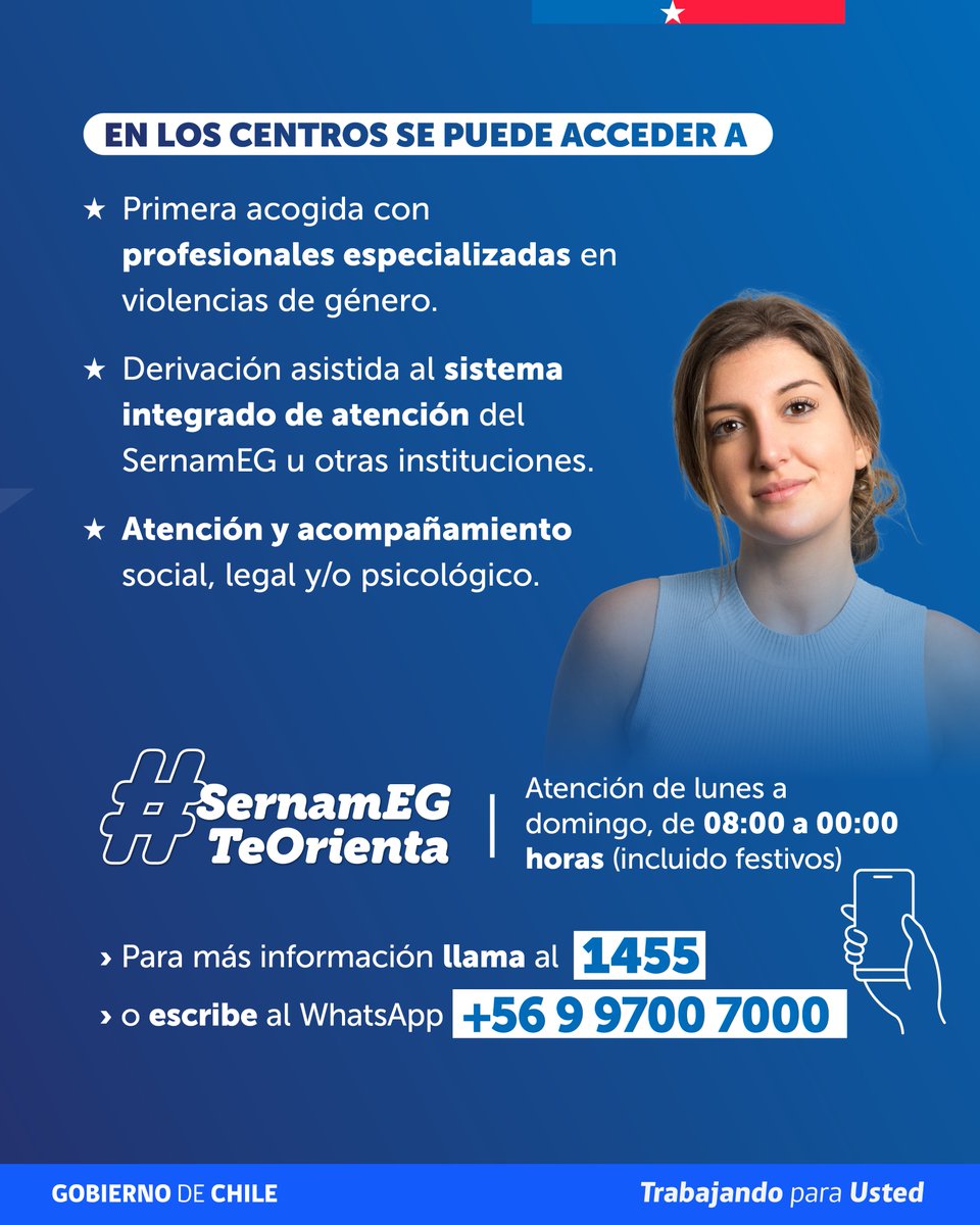 SernamEG_RM's tweet photo. 🏠 ¿Sabías que SernamEG tiene más de 100 Centros de las Mujeres en todo Chile? Aquí las mujeres que han sido víctimas de violencia de género reciben atención y acompañamiento psicosocial jurídico.

📲En https://t.co/hhnzvMWZmD conoce el Centro de las Mujeres de tu territorio. https://t.co/P1MJ1qZ9sJ