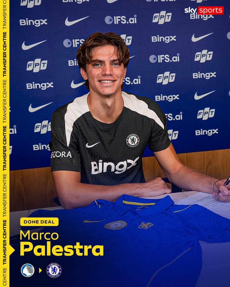 SkySportsPL's tweet photo. BREAKING: Chelsea have announced the signing of Marco Palestra from Atalanta in a deal worth £43m 🚨 https://t.co/cDlLs4SdsV