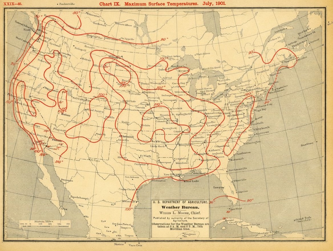 TonyClimate's tweet photo. July 1901 was an incredibly hot month, with large portions of the US reaching 110F.

https://t.co/0SGKcGufaA https://t.co/C4sX0IFhSx