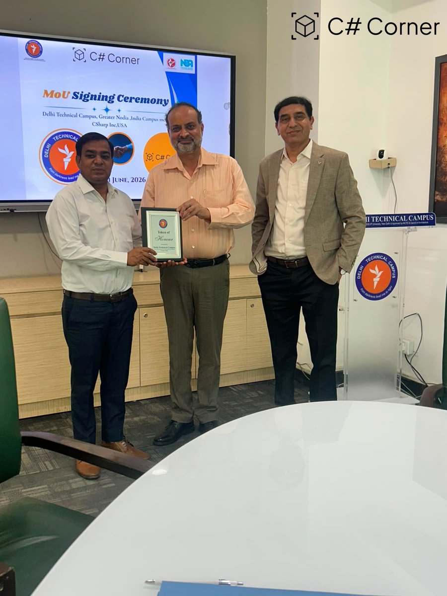 CsharpCorner's tweet photo. 🚀 Exciting milestone unlocked! 

We’re excited to announce that @CsharpCorner has officially signed an MoU with 𝐃𝐞𝐥𝐡𝐢 𝐓𝐞𝐜𝐡𝐧𝐢𝐜𝐚𝐥 𝐂𝐚𝐦𝐩𝐮𝐬 𝐆𝐫𝐞𝐚𝐭𝐞𝐫 𝐍𝐨𝐢𝐝𝐚 to launch the @CSharpCorner Student Ambassador Program! 

Together, we’re empowering students with: 
🤝 Networking & Collaboration
📚 Learning & Knowledge Sharing
🌟 Career Growth Opportunities

This is just the beginning of building the next generation of tech leaders.

 Join the community 👉 https://t.co/FLQpKRoqTn

#CSharpCorner #StudentAmbassador #TechCommunity #CareerGrowth #FutureTech