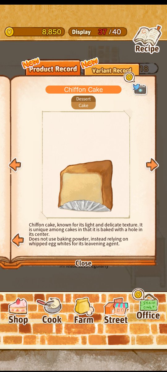 GabyLalaChan's tweet photo. 【Chiffon Cake】
https://t.co/po95x8Jn0c
#CandyMaker2 #洋菓子店ローズ #お菓子作り2 #Cybergate https://t.co/LzBz0Yuxzf