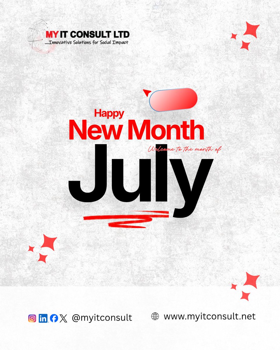 myitconsult's tweet photo. Happy New Month & Welcome to July 2026!
#NewMonth #July2026 #MYITConsult #GrowthMindset #SustainableImpact #LeadershipDevelopment https://t.co/pBGLBCajCU
