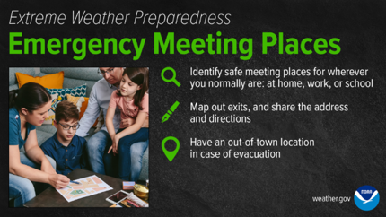 slfpaW's tweet photo. Here’s the next tip in our hurricane season safety series. Throughout the season, we’re sharing important guidance from the National Weather Service to help West Bank residents and businesses stay prepared for any storms or threats that may come our way. 

In the case of extreme weather, emergency meeting places are essential to staying safe. Make sure that you have a clear-cut and communicated emergency meeting place, as well as backup plans if needed.