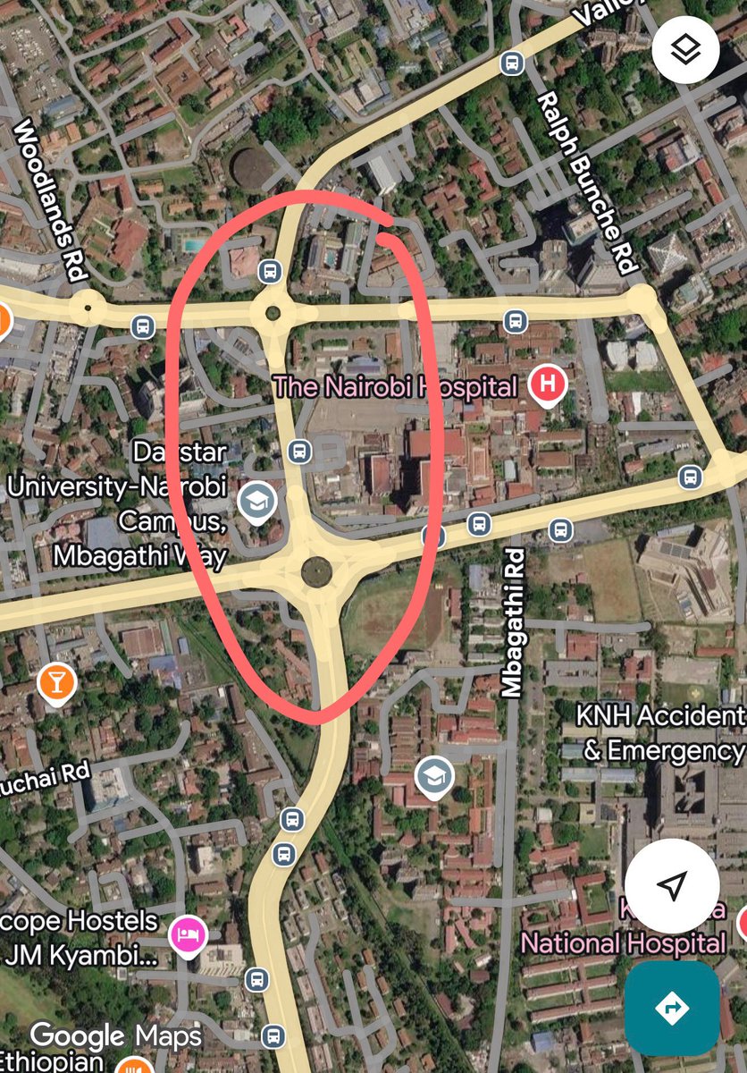 MativoMJohn's tweet photo. In order to ensure that the ongoing Viaduct works on Kenyatta Avenue - Valley Road - Ngong Road will work “better”, it’s imperative that the two roundabout junctions at Silver Springs hotels and Daystar are turned to “Grade-separated” junctions.  

Without this improvement….the traffic backlog from CBD can stretch all the way back to town. 

Similarly the Ngong road - Hospital road junction.
