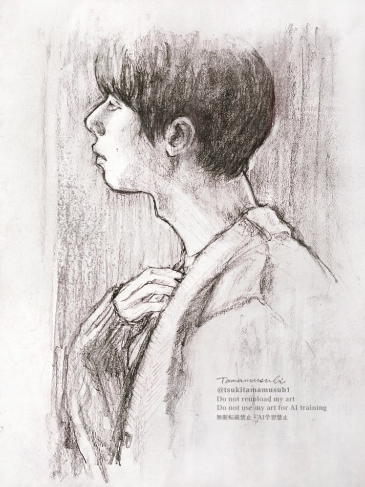 こちらが線画のスケッチ (少しデジタルで線の描き足しと、以前描いた