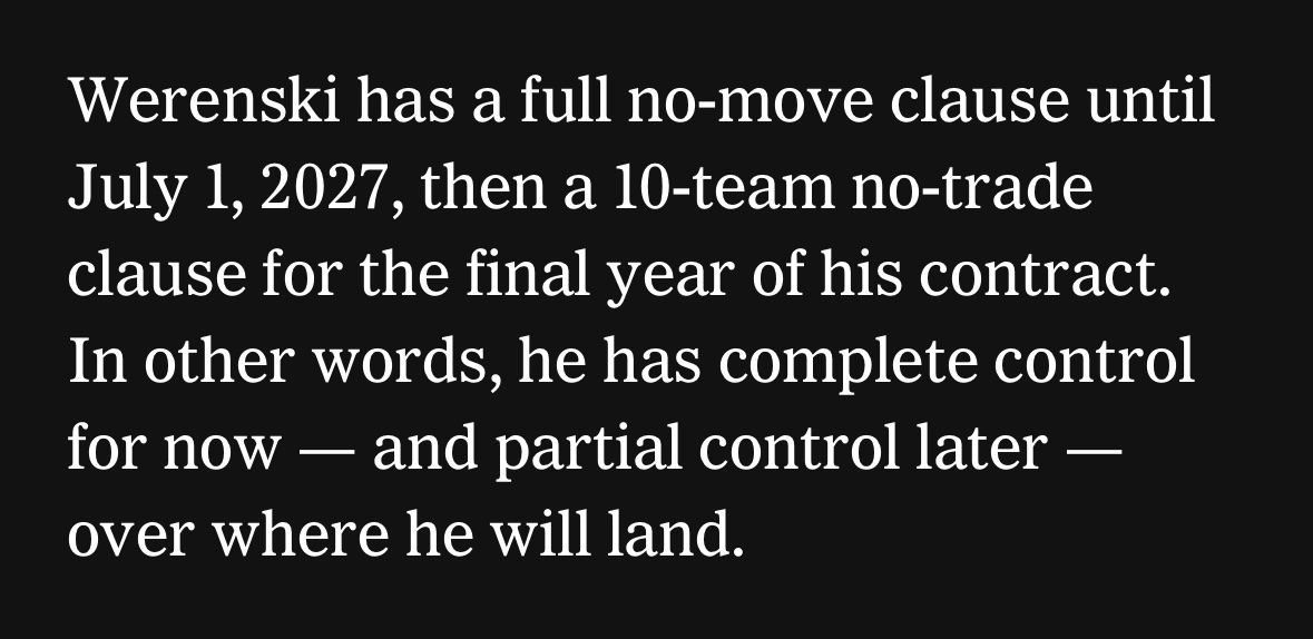 crosmilton's tweet photo. @elmo8834 @M86585540 it’s a 10 team ntc, that leaves 22 teams. they might not get his exact value back but chances are that it will be better than tor’s offer. if not, they can circle back with tor. knies should still be there since they made clear they won’t trade him for less. https://t.co/zJOK4UbnBQ