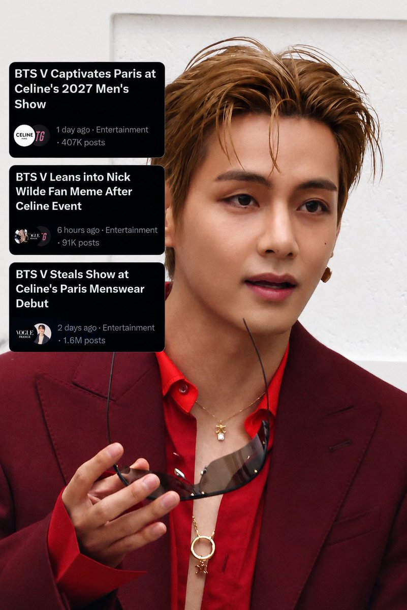 justftae's tweet photo. Like always taehyung single handedly carried pfw like a king, generating over 2M+ post in less than 2 days! 

#CelineSS27
#VxCelineSS27 @celineofficial https://t.co/460sEkwYfo