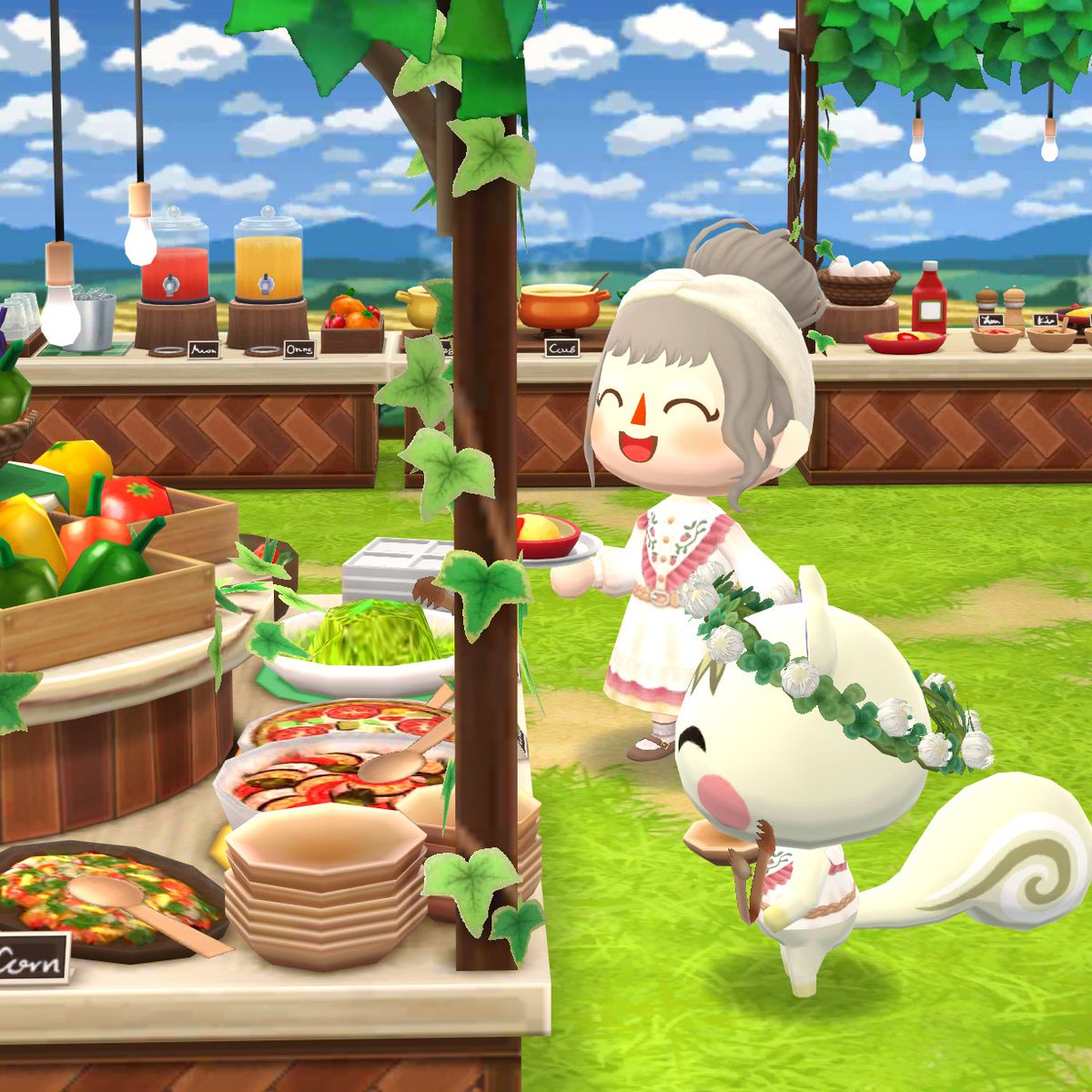 pot_mori's tweet photo. 森のビュッフェにきたよ🌳🍳
🐿️　どれもこれもおいしそう！どれにしようか迷っちゃう！

#ポケ森
#ポケ森ニンドリ https://t.co/H6BG20nDRE
