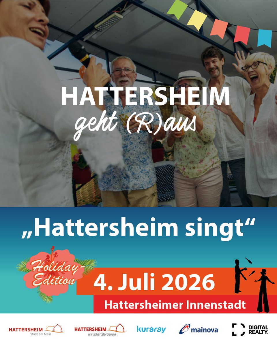 MainHattersheim's tweet photo. 🎶 Hattersheim singt: Sieben Chöre und Gesangsvereine laden am 4.7. ab 14 Uhr auf dem Marktplatz zum Mitsingen ein 🎶

Mehr 👉 https://t.co/EMrCEq2mlB https://t.co/KtXoSEfVRt