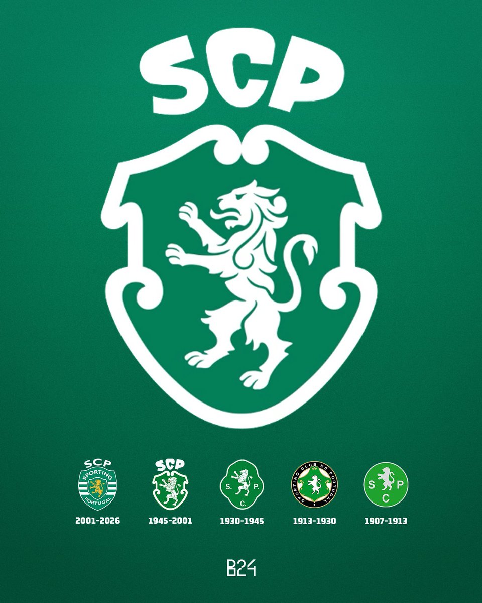 postunited's tweet photo. 🚨🦁 EL SPORTING DE PORTUGAL CAMBIA DE ESCUDO

👕 El club portugués moderniza su identidad con un diseño más limpio y minimalista

📅 Es el primer cambio en su escudo desde 2001 https://t.co/t63shxf6L8