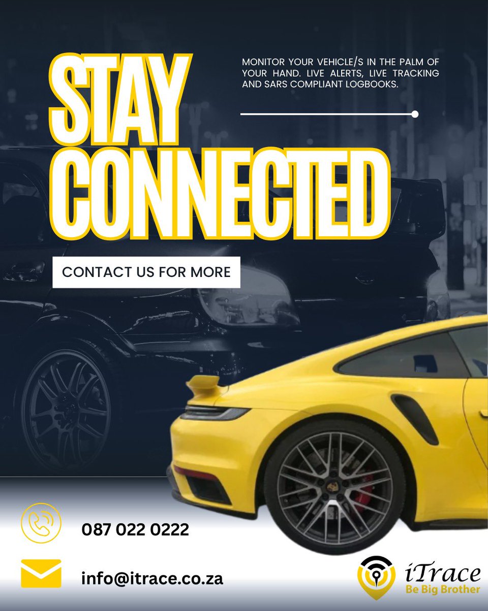 iTraceGPS's tweet photo. 🚗📍 Know where your ride is, always.
With iTrace, you get instant updates, real-time location visibility, and tax-season-ready mileage records — right on your phone. 📱

Reach out today to get set up:
📞 087 022 0222
📧 info@itrace.co.za
#iTrace #SmartSecurity #SouthAfrica https://t.co/TmVaoCaskE
