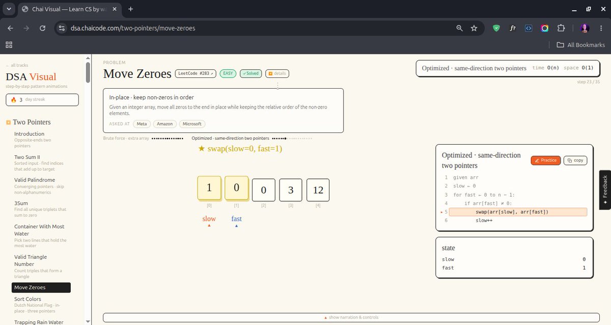 Kingsama_12's tweet photo. #DepressedAndDSA 
#Day 3 of 30 days of DSA and mild despair 

Did Leetcode 611 (valid triangle number) and leetcode 283 (move zeros)

Today's LeetCode problem taught me that sorting an array can turn an O(n³) brute force into something that doesn't make me want to close my laptop.

Breaking down LeetCode 611 (Valid Triangle Number) 👇

(1/6) 🧵