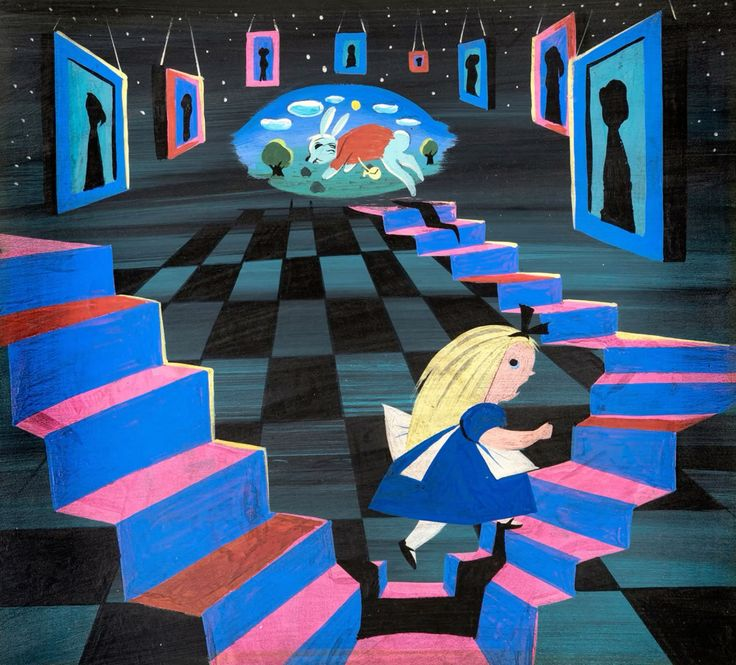 reminiscinbby's tweet photo. mary blair's concept art for disney’s alice in wonderland (1951) https://t.co/QzL6lZBhBi