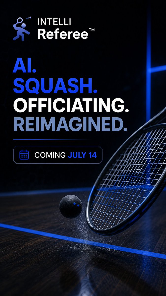 digimithril's tweet photo. 📷 BIG announcement coming soon.

We've spent months building something that will change how squash is officiated, forever.

Share this post so your squash community doesn't miss it.

Join Waitlist: https://t.co/4RnABMovcs

#IntelliReferee #Squash #Sport #ArtificialIntelligence https://t.co/PBkrx2Ozir