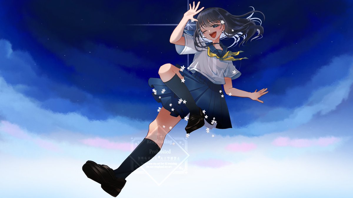 0oiwo0719's tweet photo. 「ペンタス/たんたんかっ！」

夜明けの空をイメージしました。
曲中で空色が変化するのでぜひ見てください！
軽やかな歌声が爽やかな曲です！

↓

#イラスト 
#コラコレ2026 https://t.co/Tj2xiAsJmX