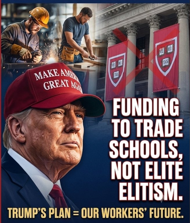 Liamt6aj's tweet photo. @Tironianae Absolutely 100% YES! ๐บ๐ธ Itโs time to stop funding these elite universities and start investing in hard-working Americans and trade schools. Trump always puts the American workers first! #TrumpStrong #AmericaFirst https://t.co/nICa6dYD3q