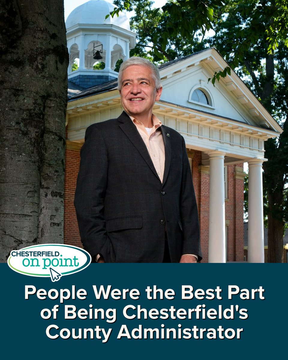 ChesterfieldVa's tweet photo. More than budgets, buildings or big projects, Dr. Joe Casey says the best part of serving as Chesterfield's county administrator has always been the people. 💙 Read the full story: https://t.co/SeLNEjkmZb

#ChesterfieldVA #Cfield #Leadership https://t.co/5xlx2SZGgg