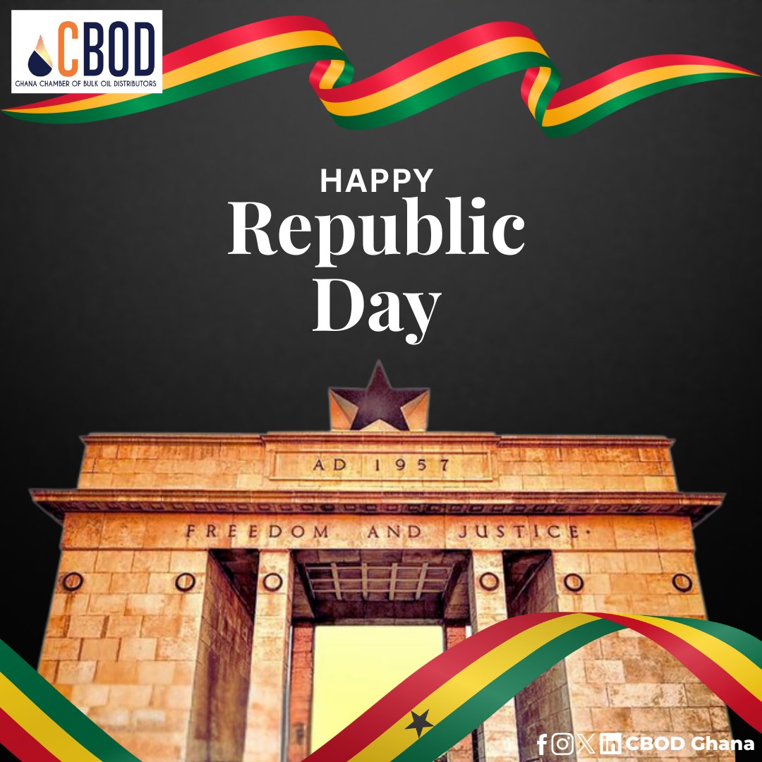 CBODGhana's tweet photo. Happy Republic Day, Ghana!
Today, we celebrate our nation’s sovereignty, resilience, and shared commitment to building a stronger Ghana.
#RepublicDay #Ghana #CBOD https://t.co/JoCv2TCCNc