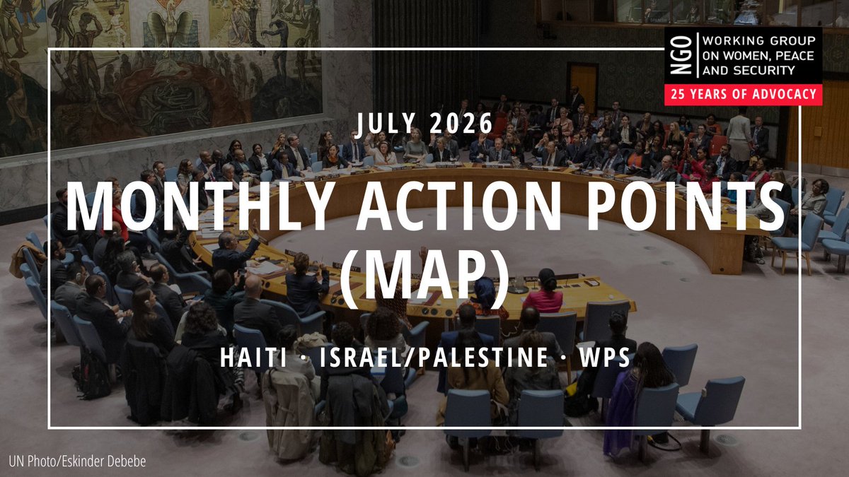 ngowgwps's tweet photo. Our Monthly Action Points for July are now available, with #UNSC recommendations on #Haiti, #IsraelPalestine and #WPS. Read the MAP here: https://t.co/sTrmhY8ZUC https://t.co/aMtZ9vKOWn