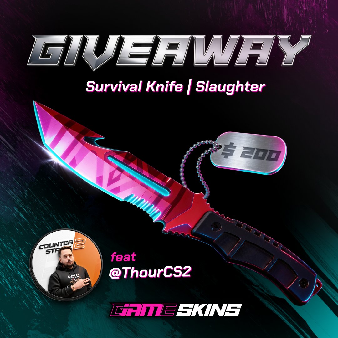 ThourCS2's tweet photo. 🔴 CS2 Giveaway - Survival Knife | Slaughter 🔴

- Follow @ThourCS2 &amp; @jamskins
- Like and Retweet
- Tag 2 friends

Winner will be declared within a week, good luck. 🫡 https://t.co/LTKC3DM0GN