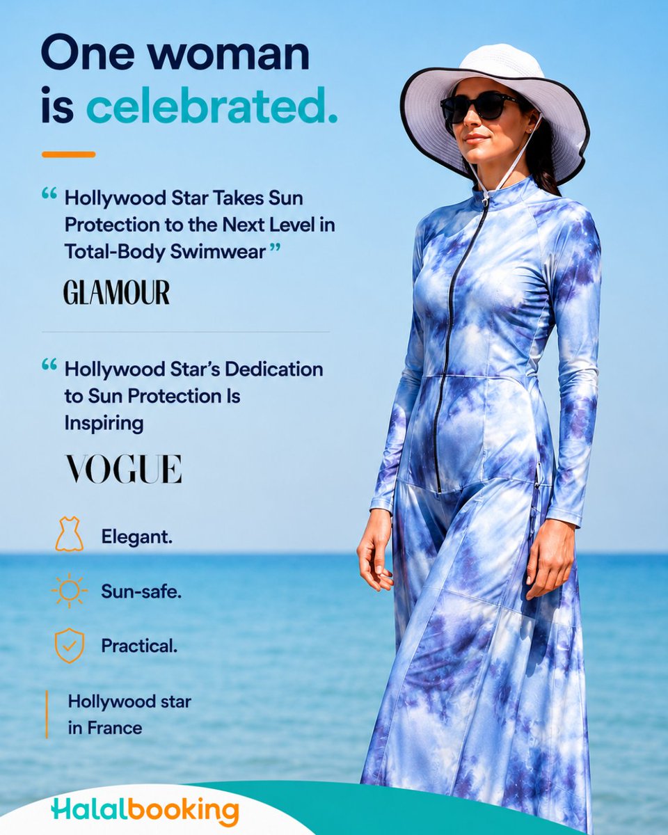 HalalBooking's tweet photo. Same swimsuit. Same coverage. Different verdict.
One is called “elegant.” The other “controversial.”
Nothing changed except perception.
Modesty was never the issue - choice was.

Travel on your terms. Book now on Halalbooking 🌍
https://t.co/cutnIJoRwu https://t.co/yT5WBNqZ6D